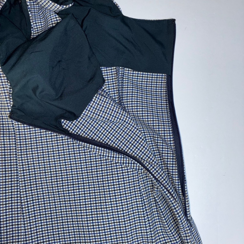 Banana Republic Gingham Plaid Sheath Dress 10 Blue V-Neck Midi Dark Academia Mod - Picture 6 of 8